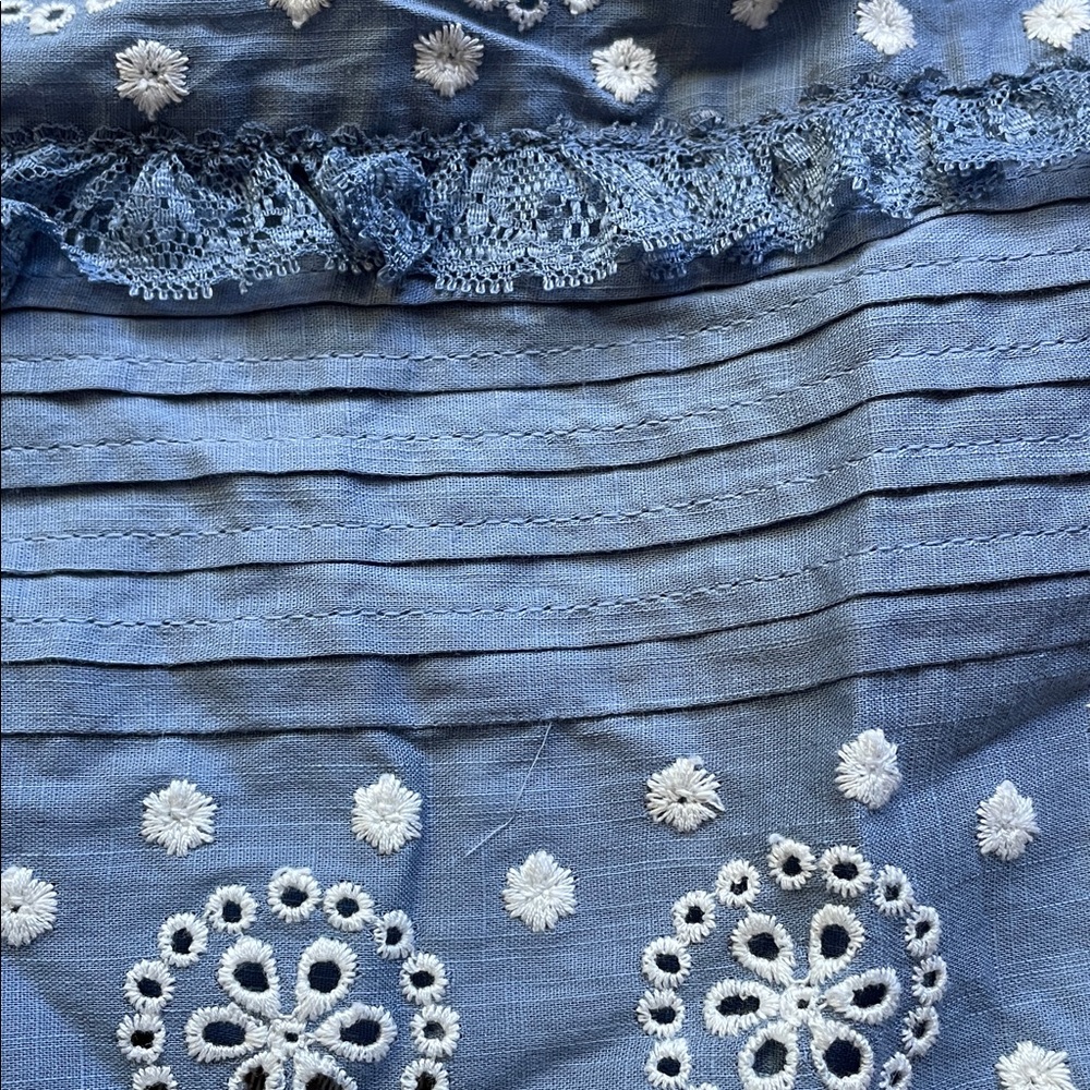 Sezane Nele embroidered vintage ruffle blue cropped shirt. NWT!! - Picture 15 of 16